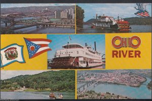 America Postcard - Ohio River Scenes, Belle of Louisville Paddle Steamer RT470