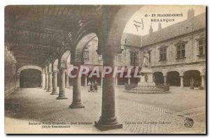 Old Postcard In Franche Comte Besancon Statue and Palace interior Grancelle C...