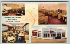 1930-40's CHATTANOOGA TN TOMLINSON'S RESTAURANT LOUNGE DINING ROOM POSTCARD