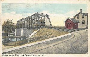 Lyons NY Trolley Bridge across River and Canal Postcard