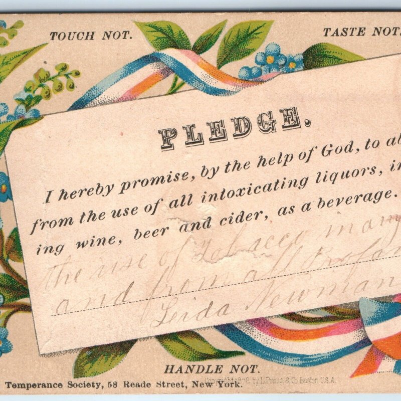 c1880s Pledge Abstain Trade Card Alcohol Addict Anonymous Temperance Society C49