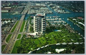 Vtg Fort Lauderdale Florida FL Pier 66 Hotel Marina Aerial View Postcard