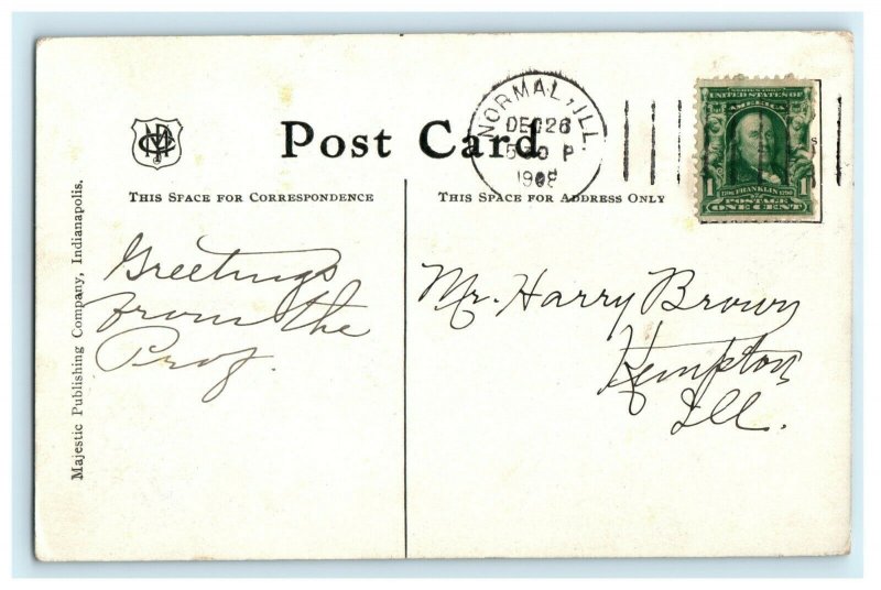 1908 Normal IL. People Outside I.S.N.U. Training School in IL Antique Postcard