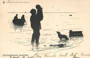 Silhouette postcard series - Return from boating c.1904 Raphael Tuck postcard