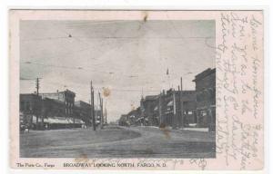 Broadway Street Scene Fargo North Dakota 1906 postcard