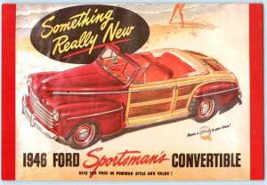 Advertising 1946 FORD SPORTSMAN'S CONVERTIBLE Woody Wagon 6x9 Repro Postcard