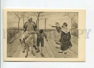 482053 Ferdinand HODLER miller & son & donkey Vintage postcard Rascher