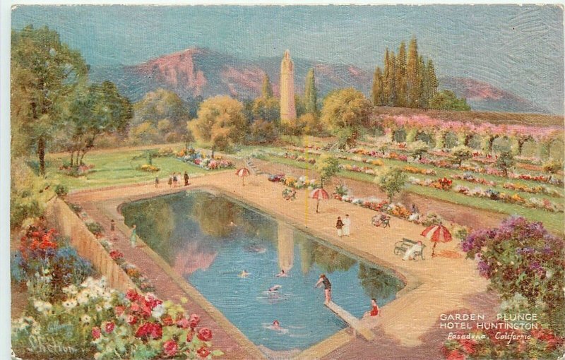 Postcard C1910 Hotel Huntington California Pasadena Tuck Paint texture CA24-2533