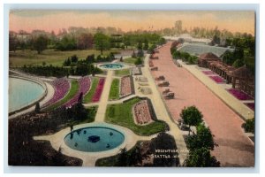 1935 Bird's Eye View Volunteer Park Seattle Washington WA Handcolored Postcard