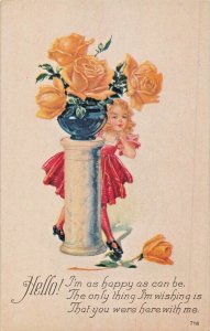 HELL0~I'M AS HAPPY AS CAN BE...THAT YOU WERE HERE WITH ME~1910 POSTCARD
