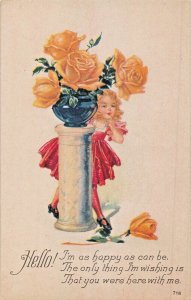 HELL0~I'M AS HAPPY AS CAN BE...THAT YOU WERE HERE WITH ME~1910 POSTCARD