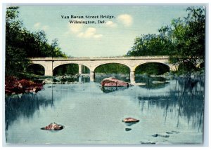 c1910 Van Buren Street Bridge River Lake Rocks Wilmington Delaware DE Postcard