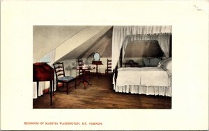 Bedroom Martha Washington Mt Vernon Virginia VA Antique Postcard UNP Unused  