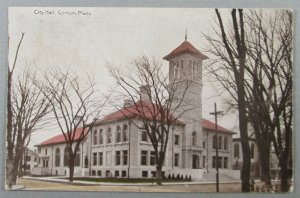 City Hall, Clinton MA 1913 Postcard (#7210)