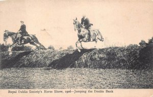 ROYAL DUBLIN IRELAND SOCIETY HORSE SHOW DOUBLE BANK JUMPING POSTCARD (1906)