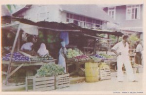 Fruit Seller Market Stall At British Guyana Vintage Postcard