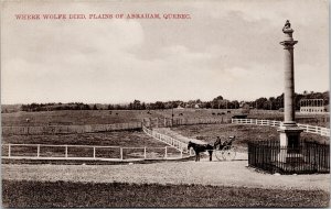 Plains of Abraham Quebec QC Where Wolfe Died Horse Buggy Unused UPS Postcard F57