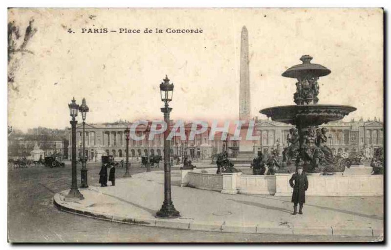 Old Postcard Paris Place De La Concorde