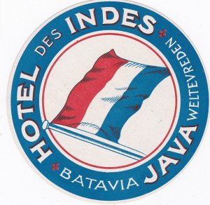Indonesia Java Batavia Hotel Des Indies Vintage Luggage Label sk1945