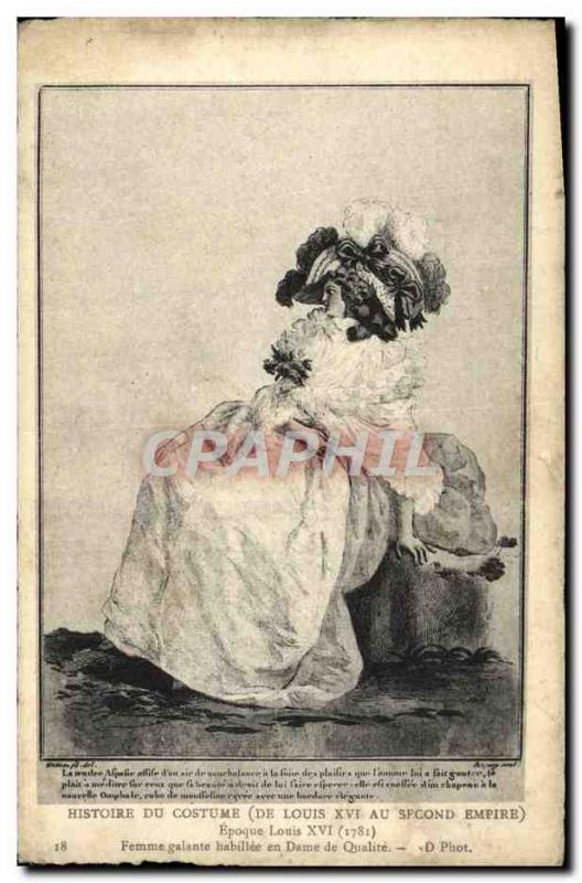 Old Postcard History of Costume Female galatne Louis XVI