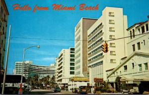 Florida Miami Beach Barcelona Hotel Looking North On Collins Avenue