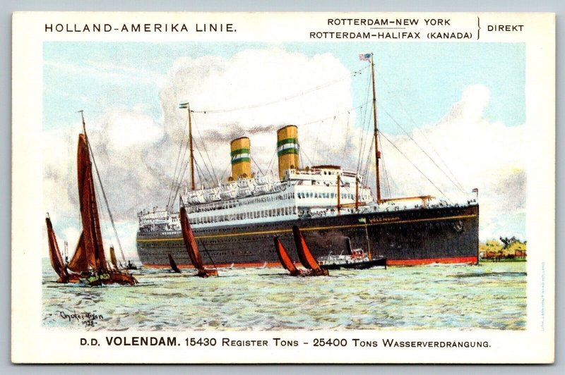 Postcard Cruise Ship Holland-America Line - DD Volendam