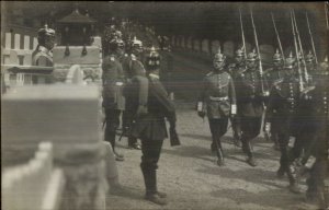 Kaiser Wilhelm Receiving German Troops Marching Bayonets Helmets RPPC