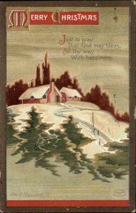 Clapsaddle Christmas Int'l Art God Bless Country Farm c1910 Vintage Postcard