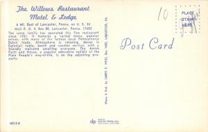 Lancaster Pennsylvania~Willows Restaurant Motel & Lodge~Classic Cars Parked~'60s
