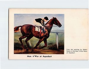 Postcard Man o'War at Aqueduct, Queens, New York