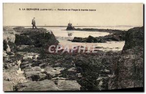 Old Postcard La Bernerie Rocks and Beach at low tide