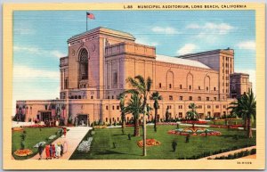 Municipal Auditorium Long Beach California CA Landscaped Grounds Postcard