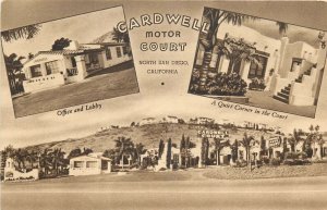 1930s San Diego California Cardwell Motor Court Old Town Asco Postcard 24-10565