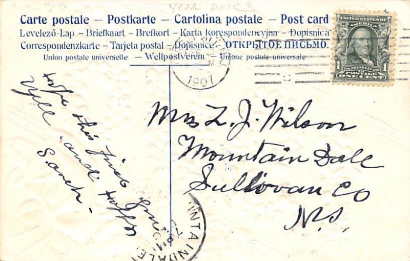 Happy New Year Year Date 1908 Postcard