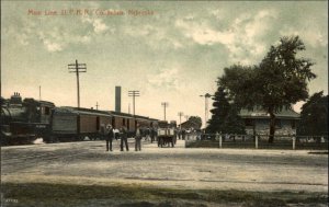 Columbus NE Main Line UP RR Train Station Depot c1910 Postcard