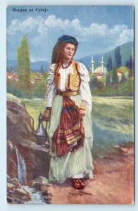 CZECHOSLAVAKIA ~ WOMAN in Native Costume ~ c1910s Artist Rendered Postcard