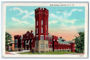 1946 State Armory Oneonta New York NY Betlehem PA Posted Vintage Postcard 