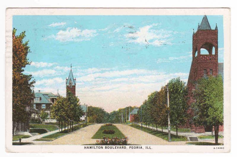 Hamilton Boulevard Peoria Illinois 1929 postcard