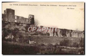 Old Postcard La Tour d'Aigues (Vaucluse) Ruins of Castle Ramparts score twelv...