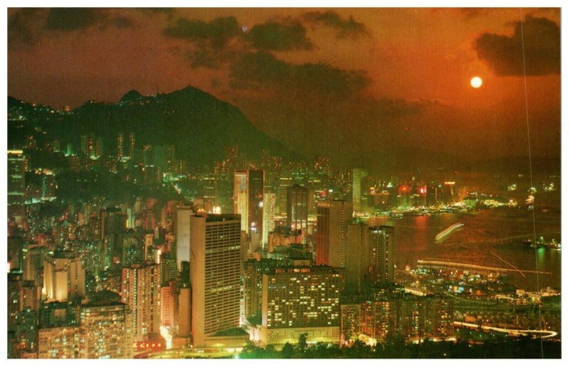 Beautiful Dusk Scene At Victoria Hong Kong Postcard PC1039