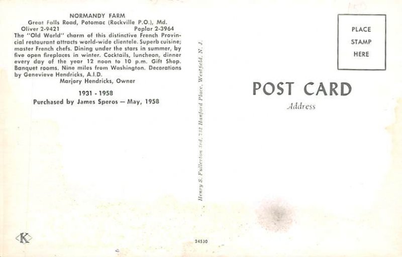 Normandy Farm Potomac, Maryland MD Postcards