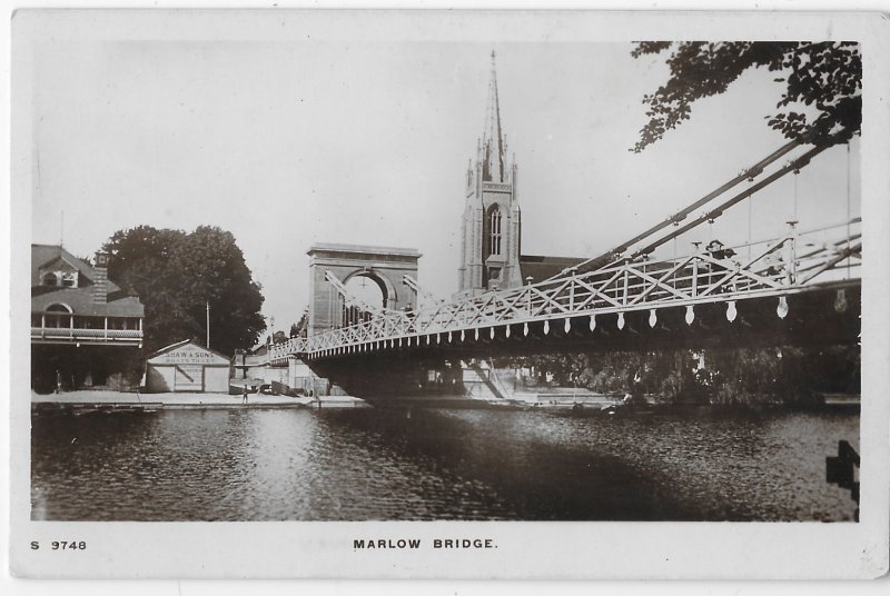 RPPC Marlow Bridge Road & Foot Traffic Over Thames River Berkshire England