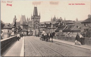 Czech Republic Prague Prag Auf der Karlsbrucke Vintage Postcard C216