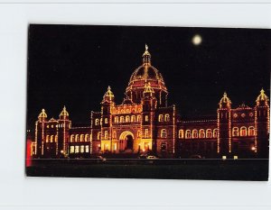 Postcard Parliament Buildings By Night Victoria Canada