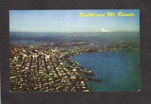 WA Aerial view of Seattle Washington and Mt Rainier Postcard