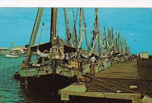 Aruba Three Schooners Tied Up At Oranjestad's Harbor