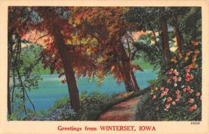 Winterset Iowa Scenic Roadway Greeting Antique Postcard K88715