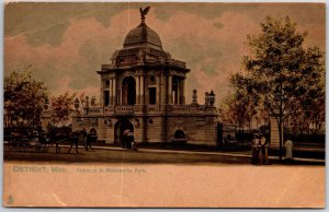 Entrance To Waterworks Park Detroit Michigan MI Horse Carriage Building Postcard