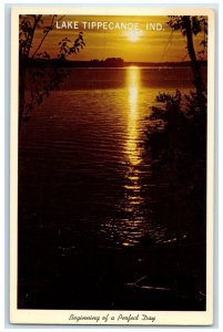 c1930's Lake Tippecanoe Indiana IN, Sunset Beginning Of A Perfect Day Postcard
