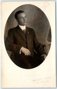 c1910s Du Bois, PA Handsome Dapper Man RPPC Real Photo Neeley Studio PC A122